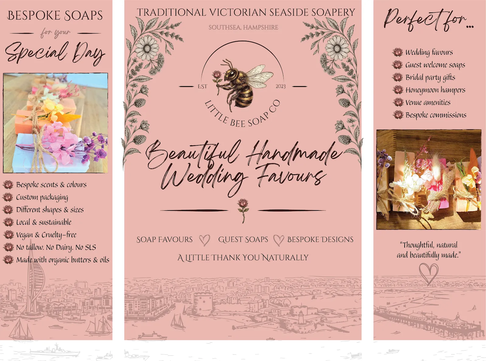 Little Bee wedding favours information board